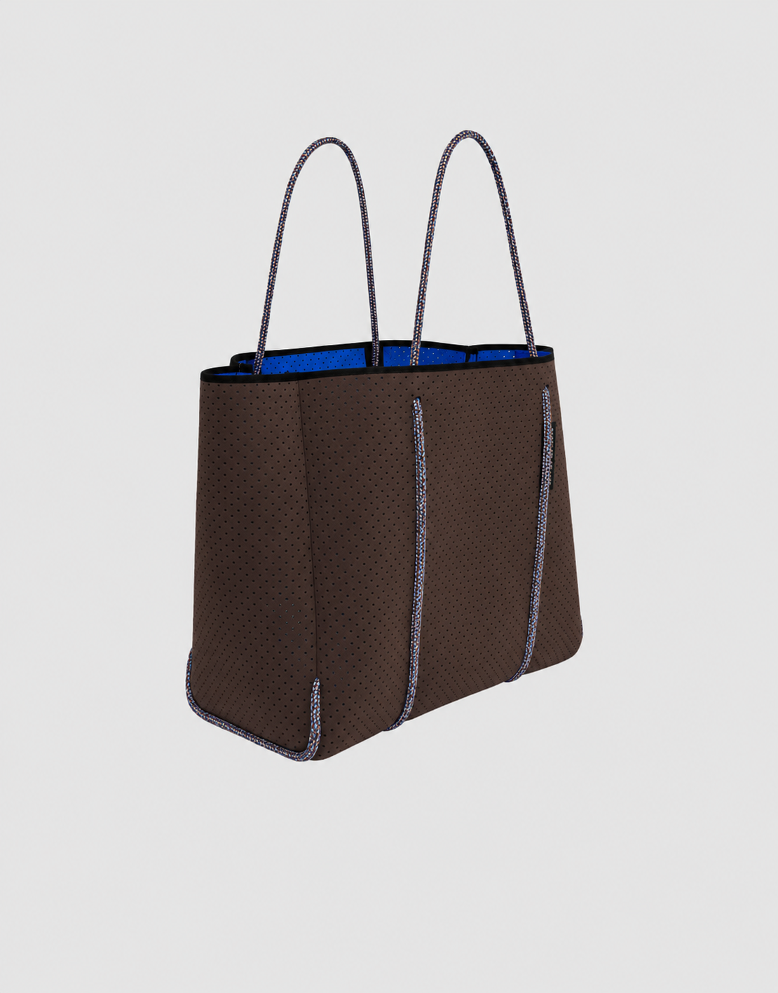 Flying Solo tote in cacao/electric blue