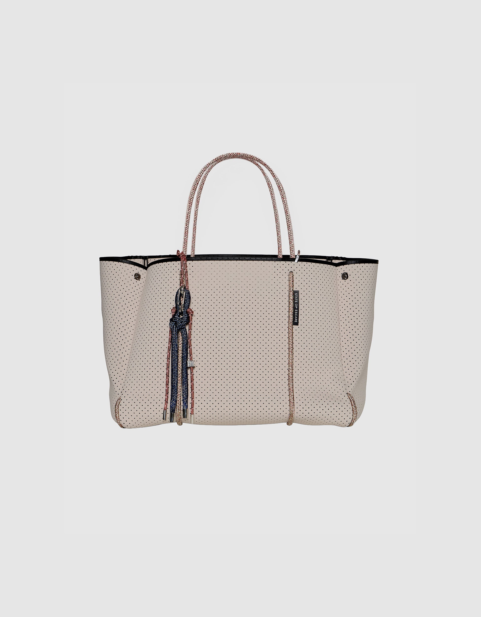 Nina Mini me bag charm in tan / navy