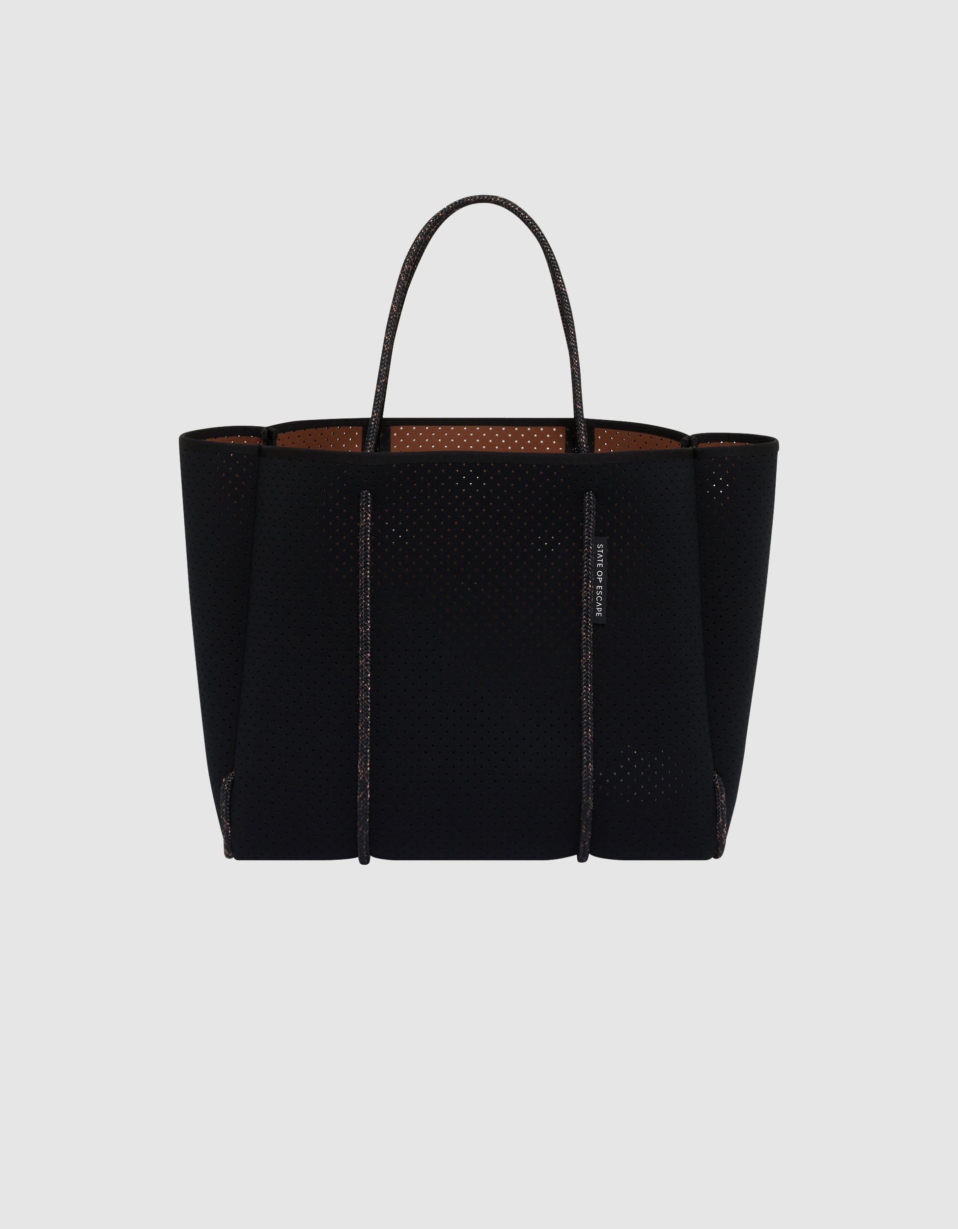 Flying Solo tote in black / saddle (dual tone)