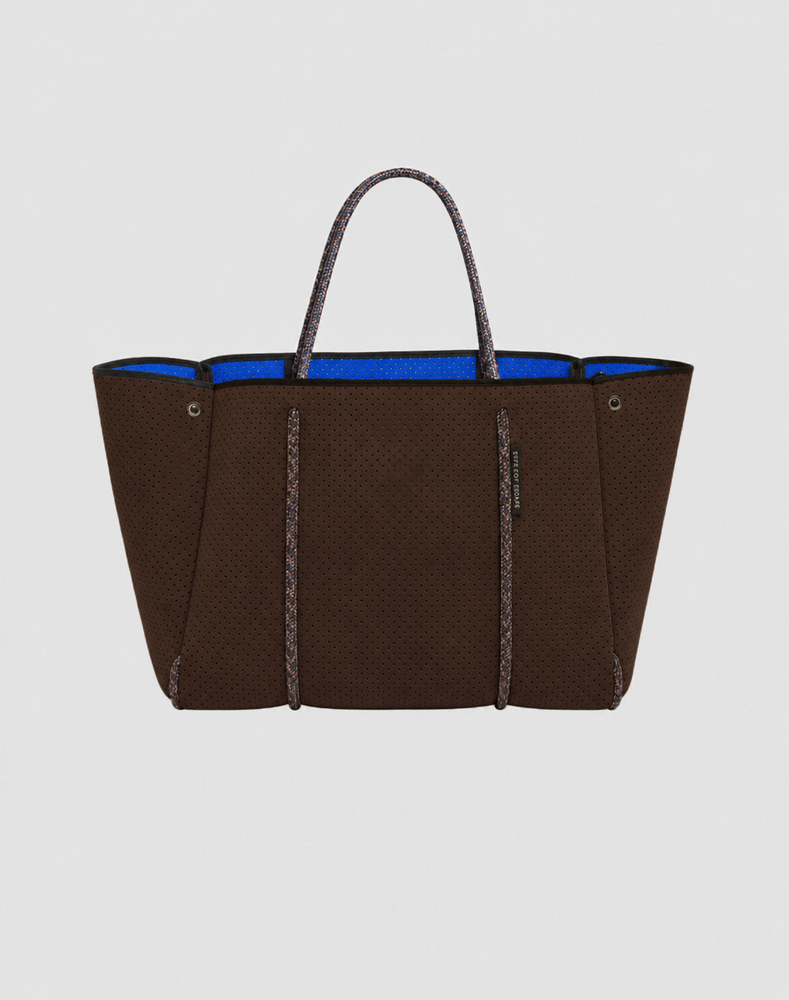 Escape tote in cacao/electric blue