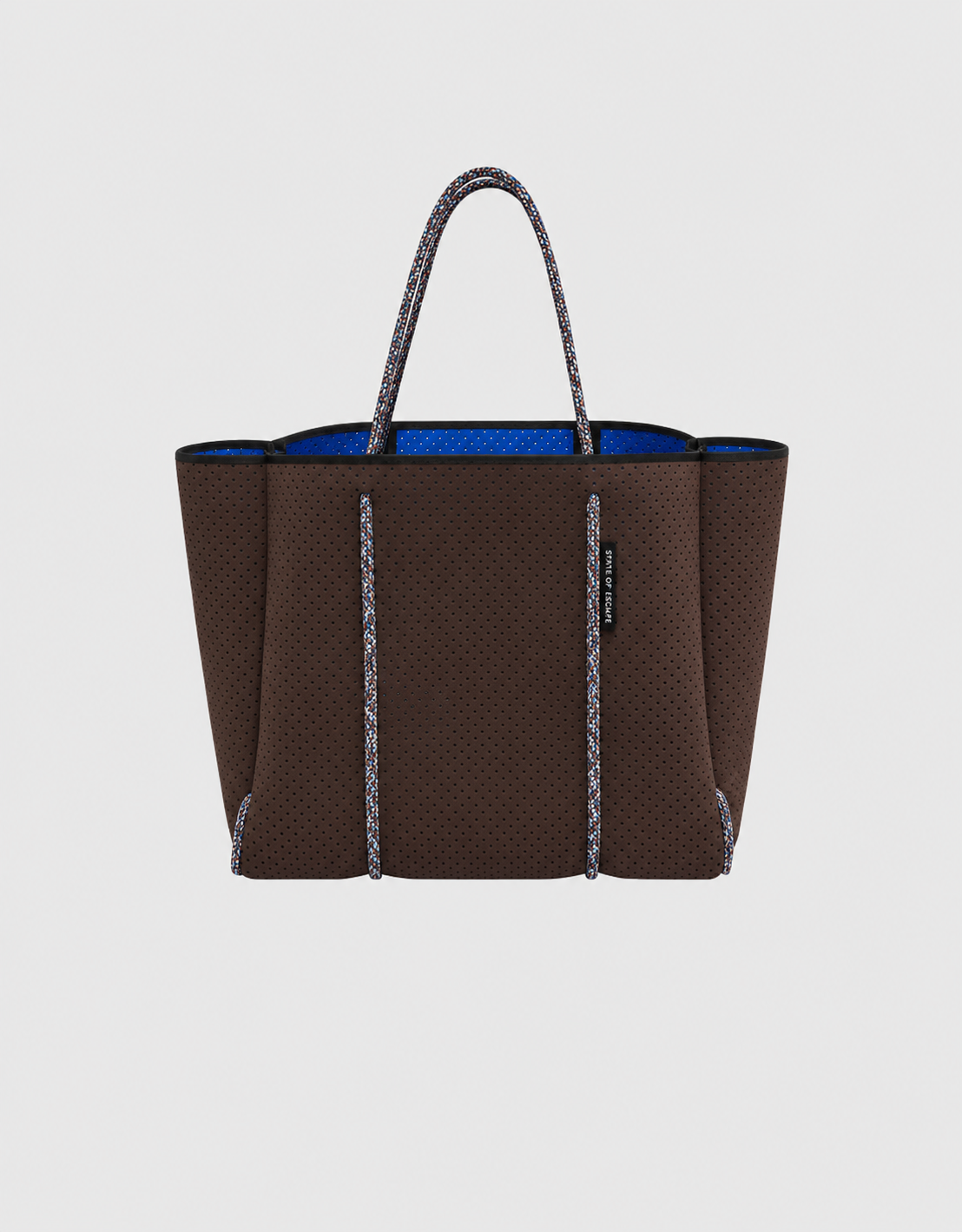 Flying Solo tote in cacao/electric blue