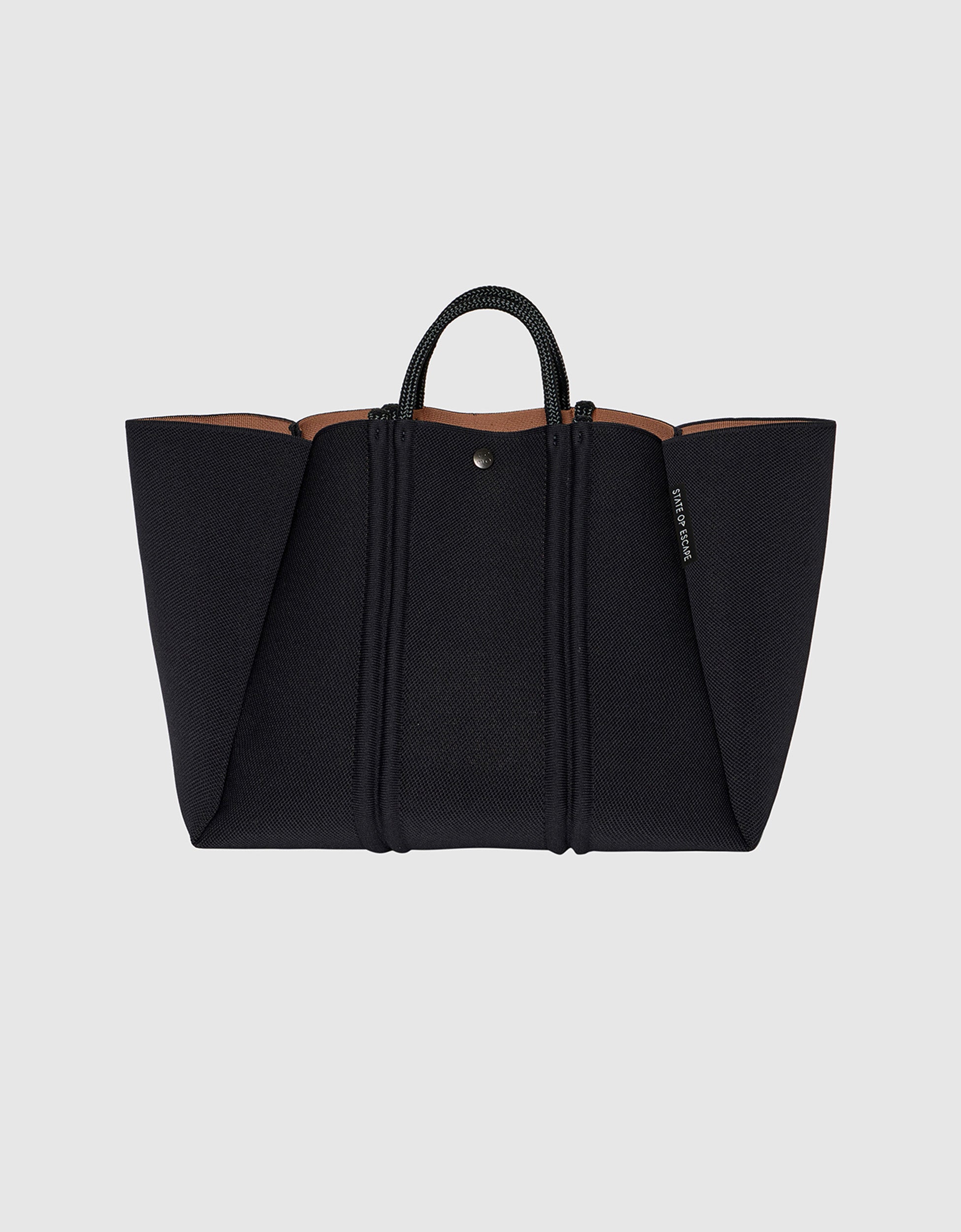 Meridian large tote in black-hazelnut