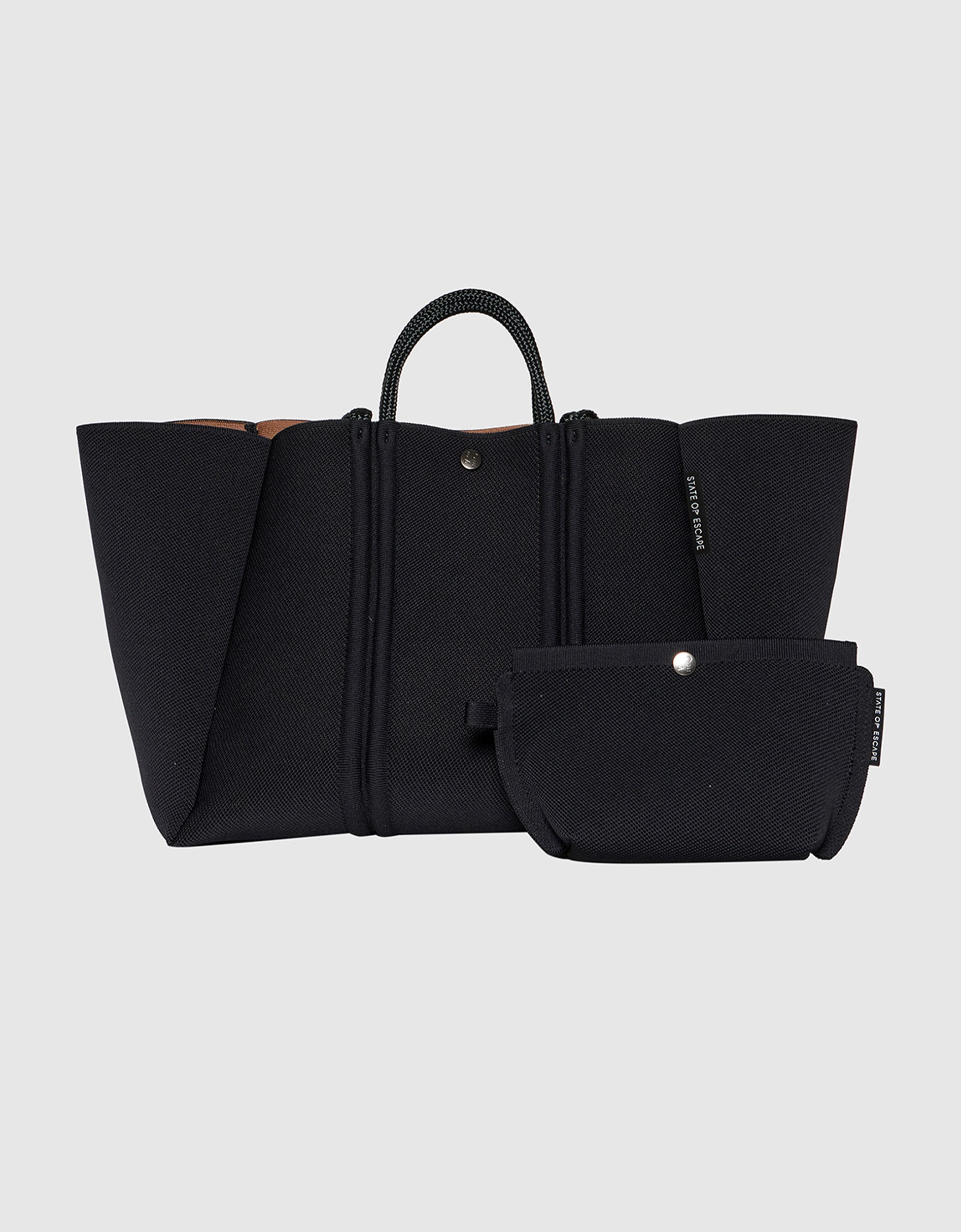 Meridian large tote in black-hazelnut