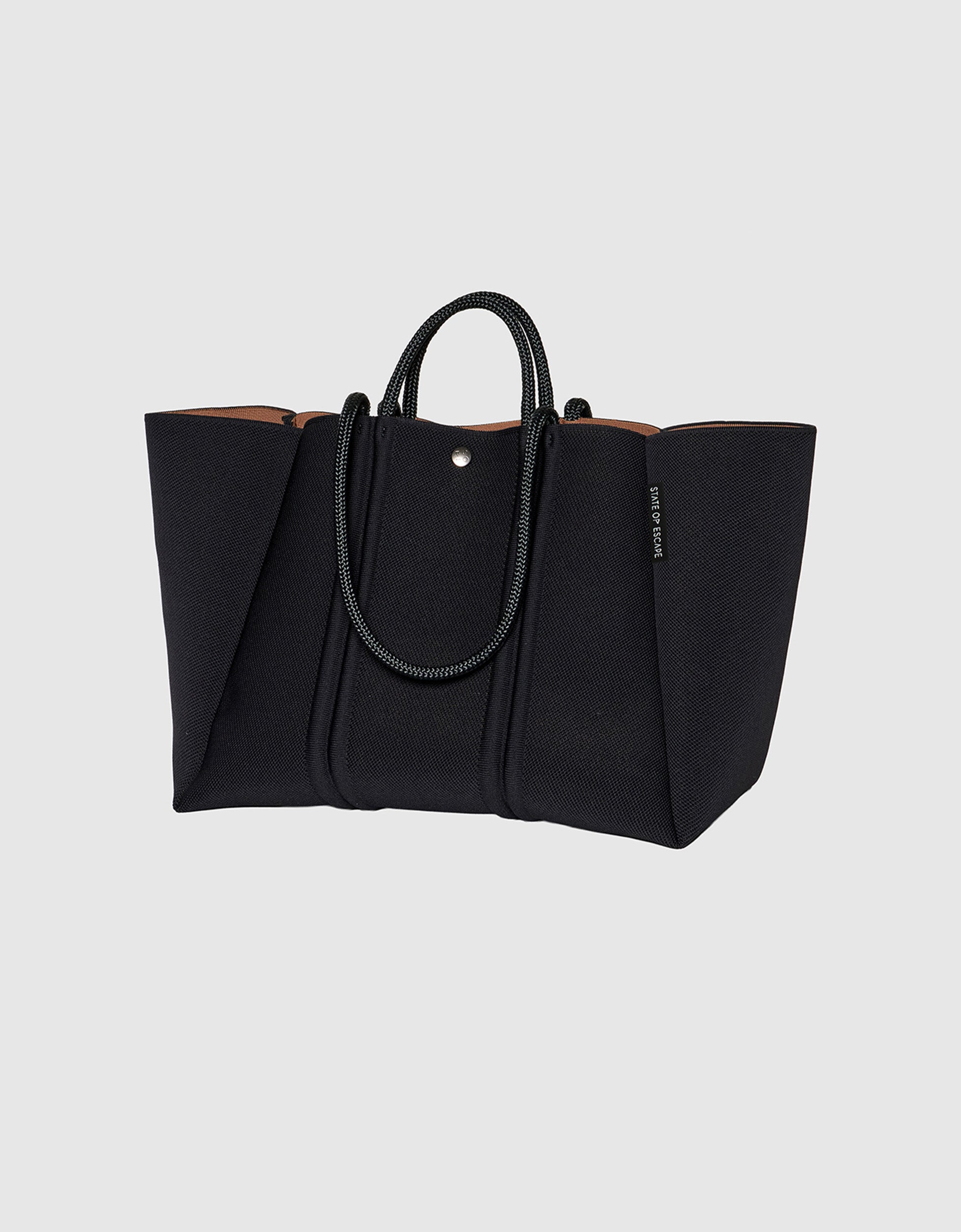 Meridian large tote in black-hazelnut