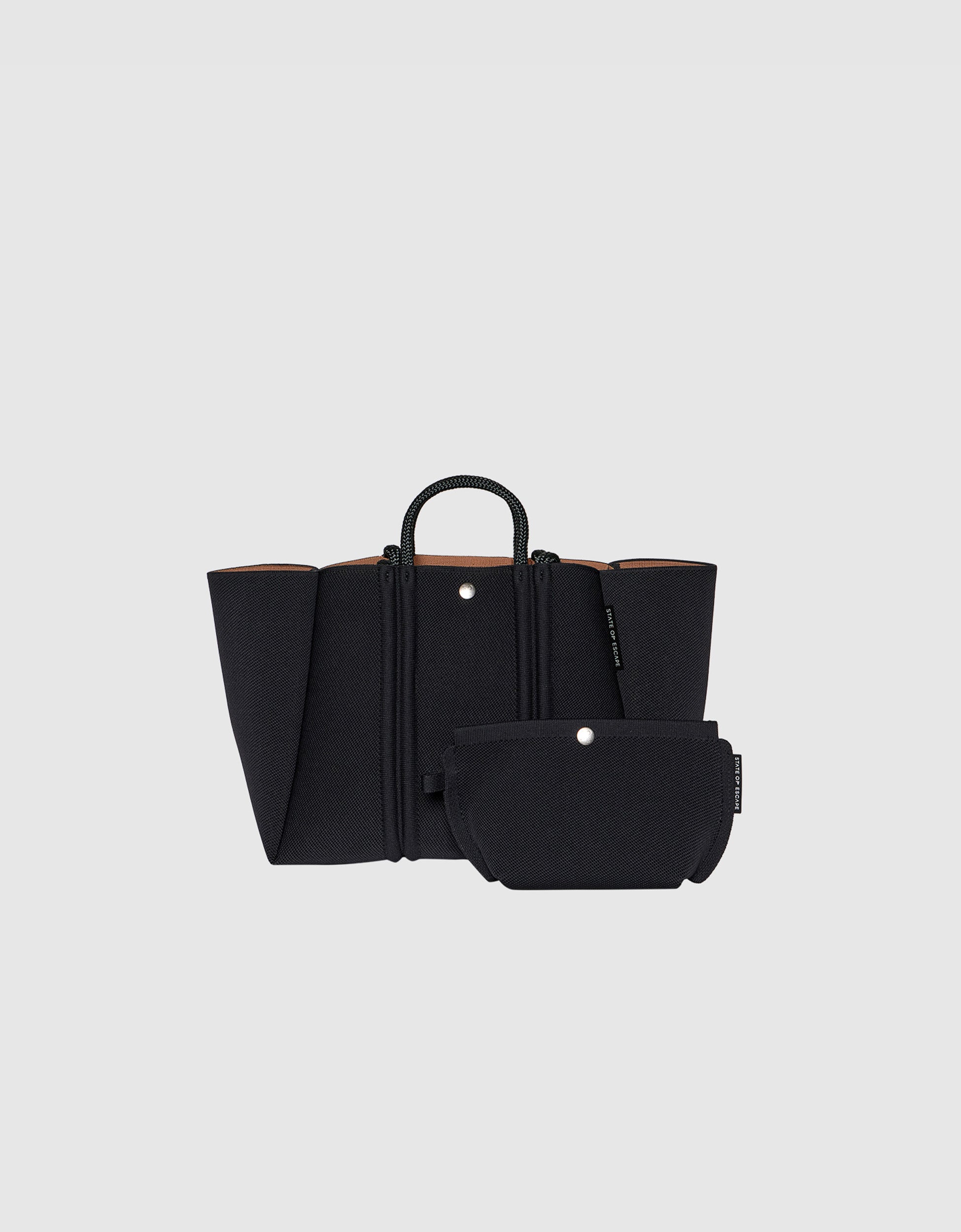 Meridian midi tote in black-hazelnut