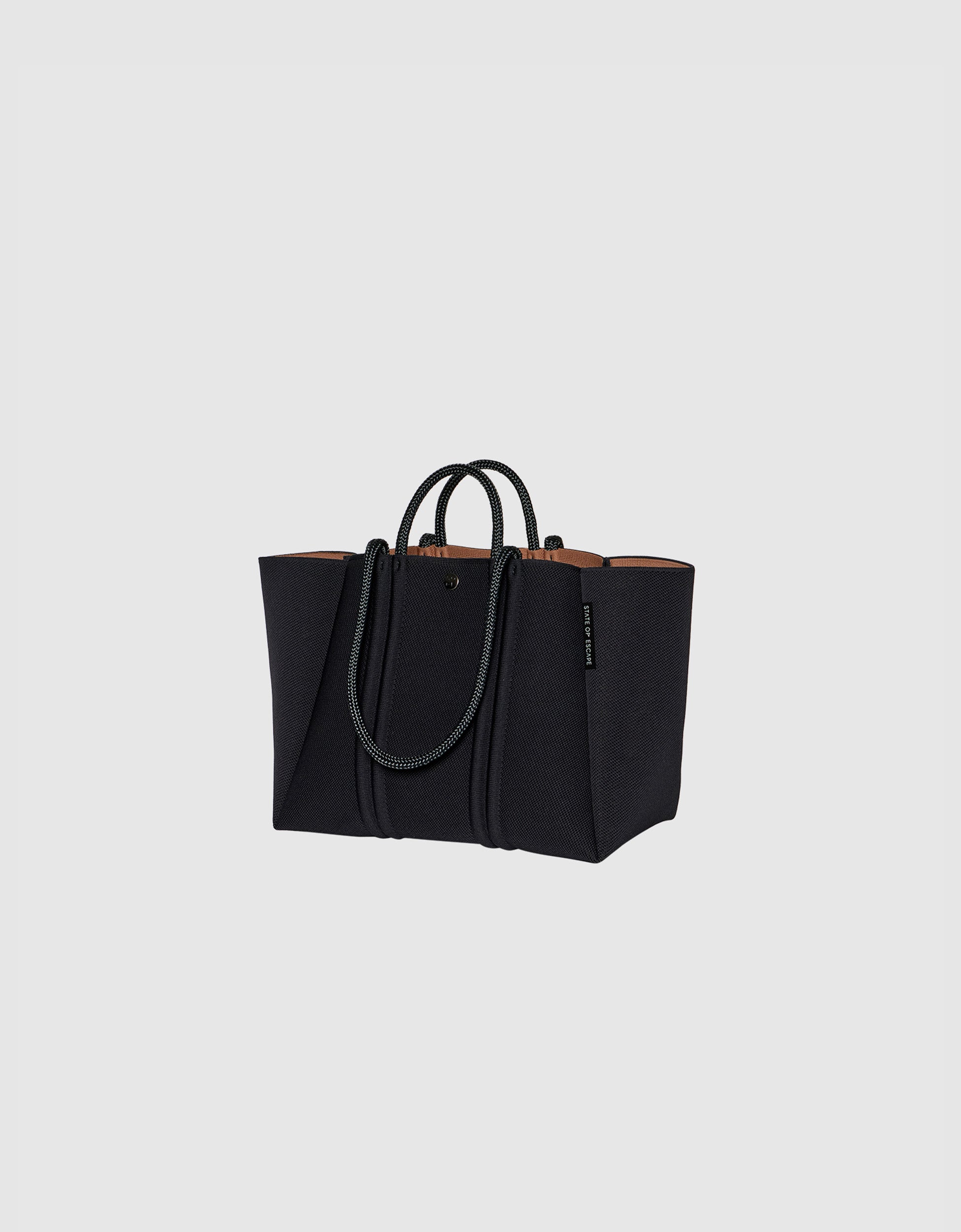 Meridian midi tote in black-hazelnut