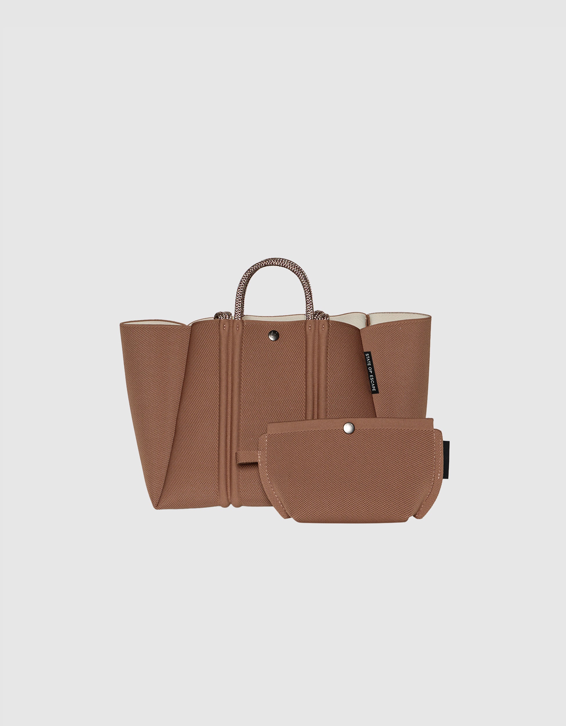 Meridian midi tote in hazelnut-crema