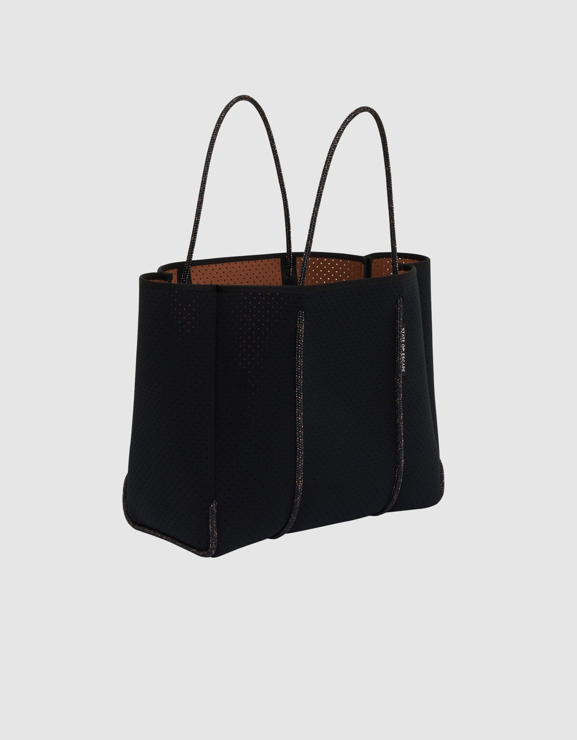 Flying Solo tote in black / saddle (dual tone)
