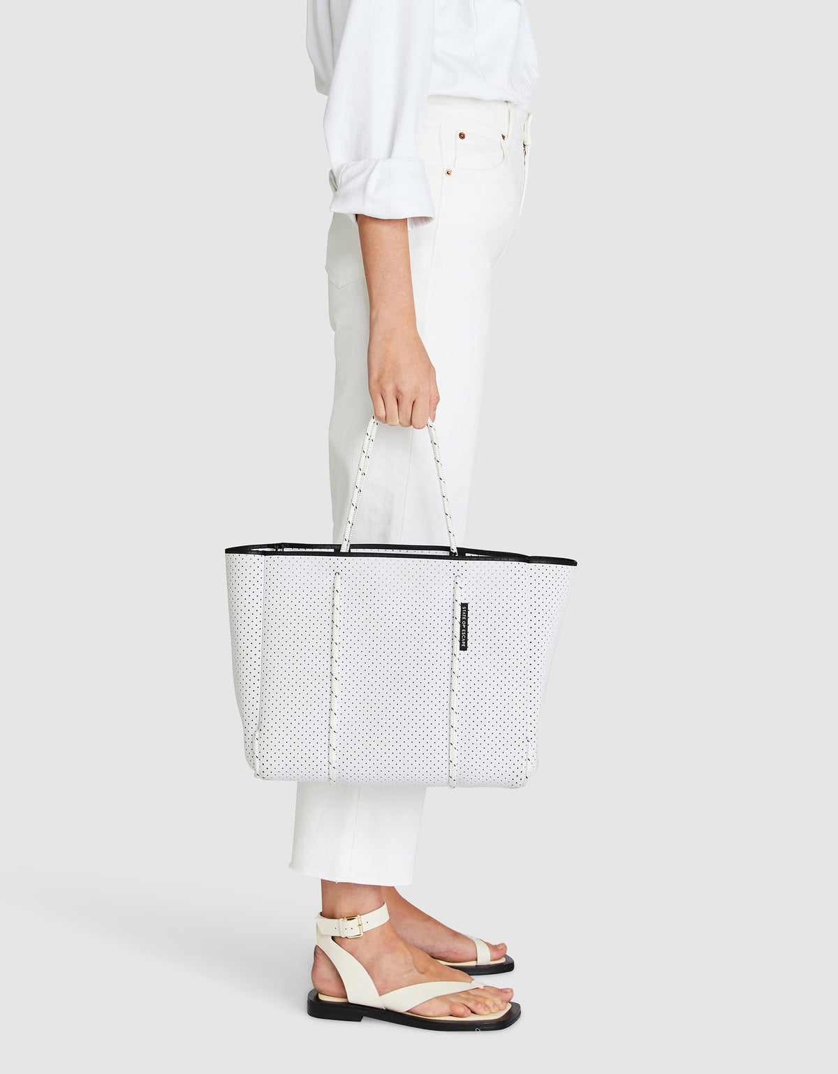 Flying Solo tote in highlight fleck white