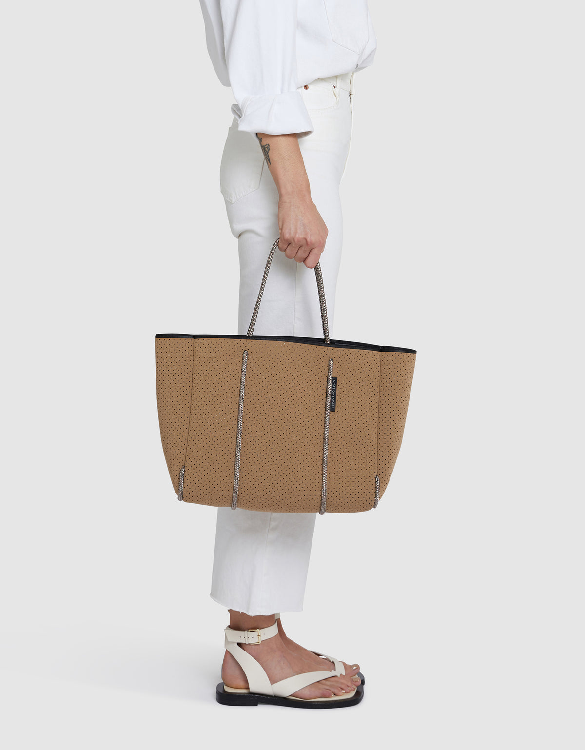 Flying Solo tote in caramel / steel (dual tone)